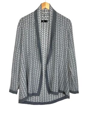 Neve Womens LISA Open Front Cardigan Merino Wool Blend Sweater Sz Large Gray